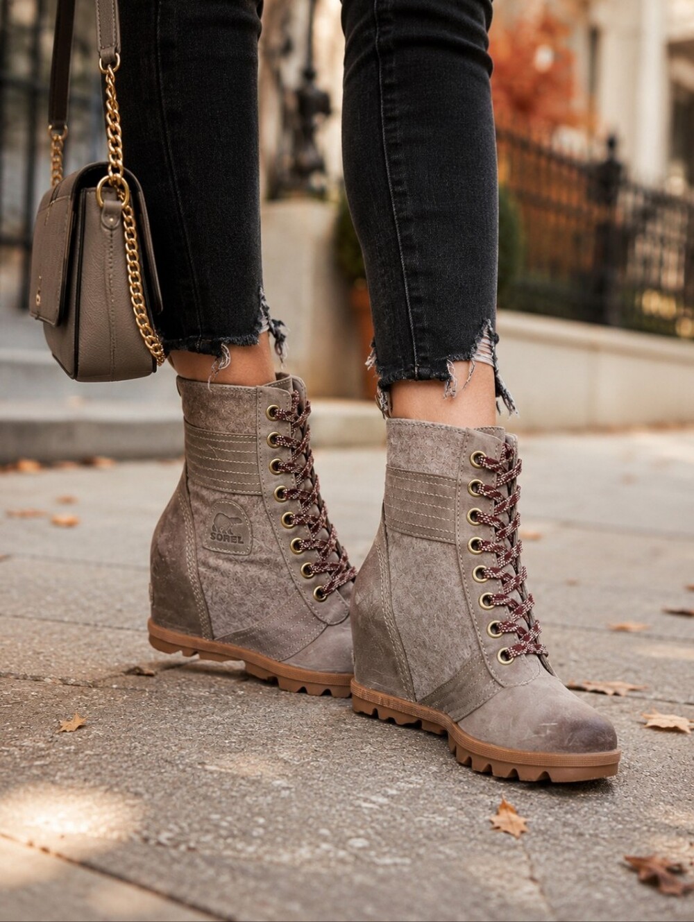 Sorel Lexie Waterproof Leather Wedge Boots